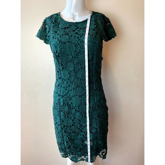 Lulus Womens Backless Lace Sheath Dress Short Sleeves Back Zip Green Size Small - Picture 6 of 11